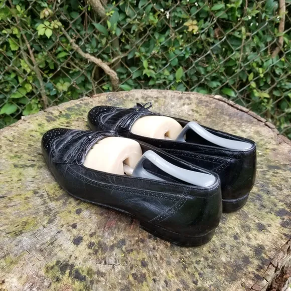 Stanley Blacker Black Leather Tassel Loafers