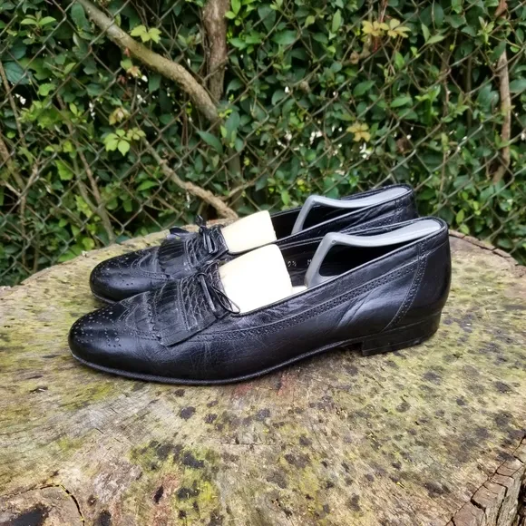 Stanley Blacker Black Leather Tassel Loafers