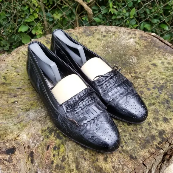 Stanley Blacker Black Leather Tassel Loafers