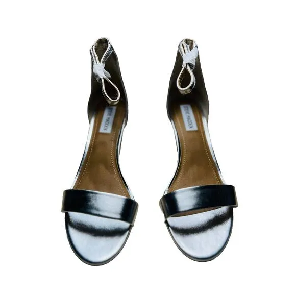 Steve Madden 8.5 Women's Irenee 2&quot; Heeled Dress Sandal In Silver Metallic NEW!