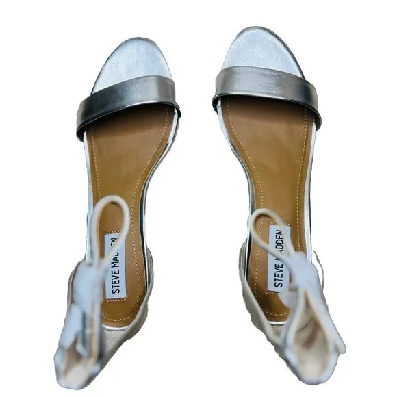 Steve Madden 8.5 Women's Irenee 2&quot; Heeled Dress Sandal In Silver Metallic NEW!