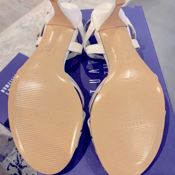 Stewart Weitzman Axis Strappy Ivory satin Sandal