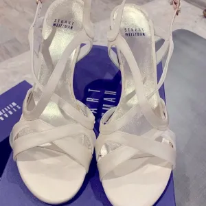 Stewart Weitzman Axis Strappy Ivory satin Sandal