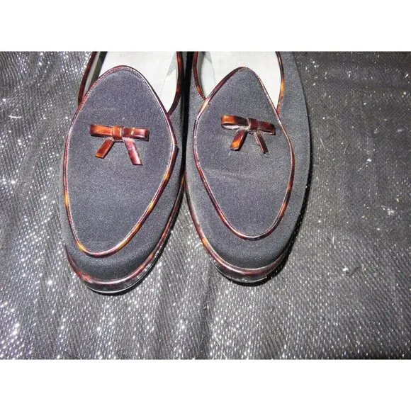 STUART WEITZMAN Black Italian Suede Loafers Tortoiseshell Sole, Heels &amp; Piping 7