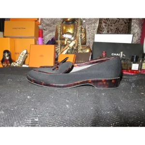 STUART WEITZMAN Black Italian Suede Loafers Tortoiseshell Sole, Heels &amp; Piping 7