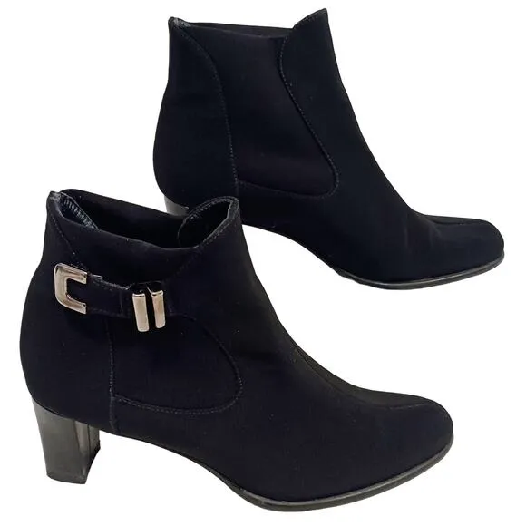Stuart Weitzman Neoprene Gore-Tex ANKLE BOOTS Size 7 Black WATERPROOF Buckle