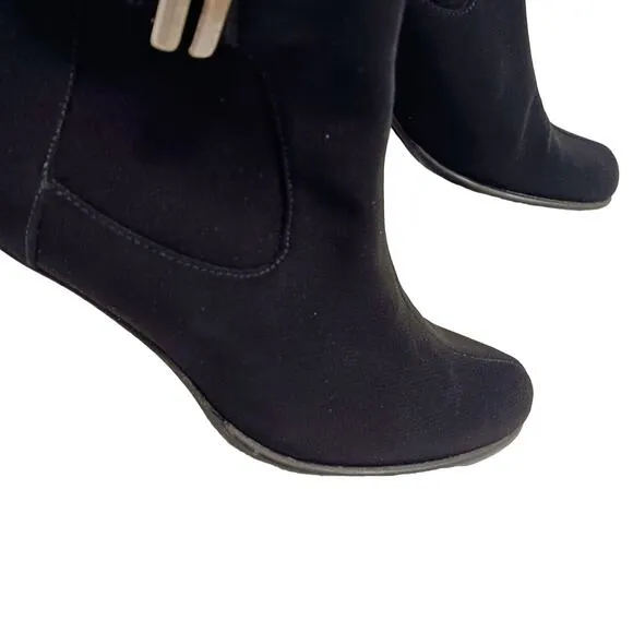 Stuart Weitzman Neoprene Gore-Tex ANKLE BOOTS Size 7 Black WATERPROOF Buckle