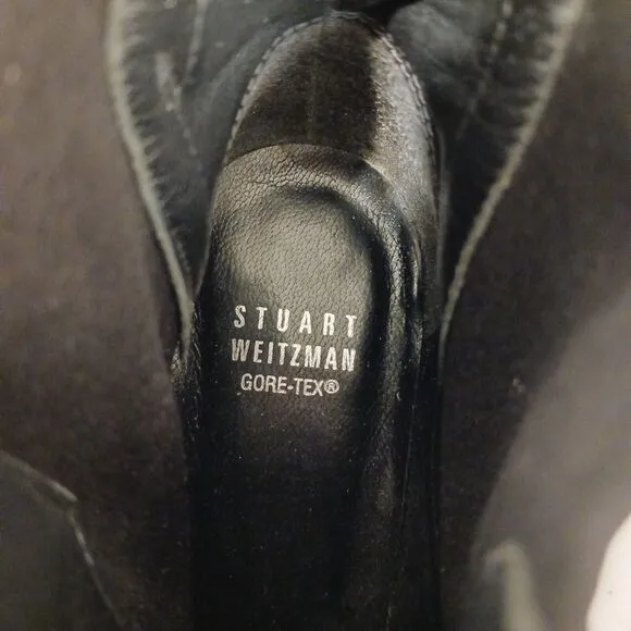Stuart Weitzman Neoprene Gore-Tex ANKLE BOOTS Size 7 Black WATERPROOF Buckle