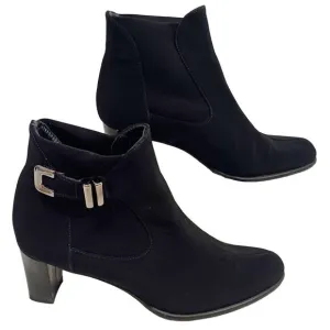 Stuart Weitzman Neoprene Gore-Tex ANKLE BOOTS Size 7 Black WATERPROOF Buckle