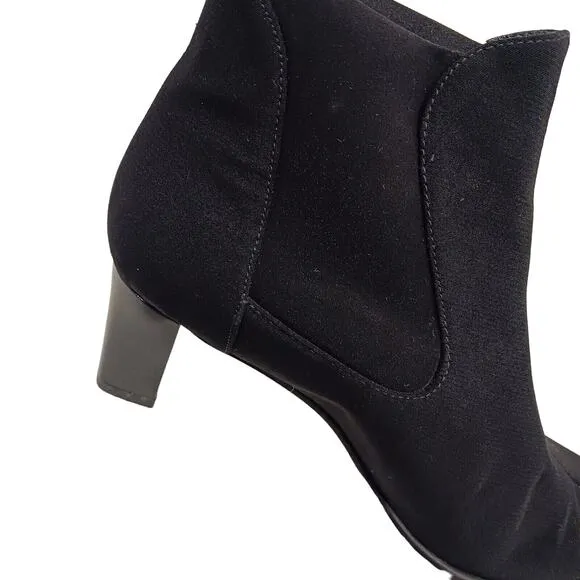 Stuart Weitzman Neoprene Gore-Tex ANKLE BOOTS Size 7 Black WATERPROOF Buckle