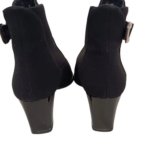 Stuart Weitzman Neoprene Gore-Tex ANKLE BOOTS Size 7 Black WATERPROOF Buckle