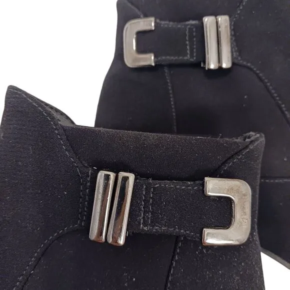 Stuart Weitzman Neoprene Gore-Tex ANKLE BOOTS Size 7 Black WATERPROOF Buckle