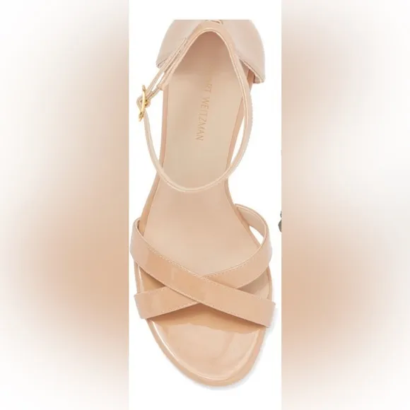 Stuart‎ Weitzman Nudistsong Cross ankle strap Adobe Heels Shoes size 11.5 new