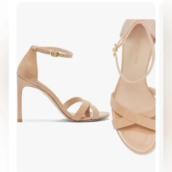 Stuart‎ Weitzman Nudistsong Cross ankle strap Adobe Heels Shoes size 11.5 new