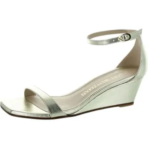 Stuart Weitzman Womens Nudistcurve 50 Gold Metallic Ankle Strap Shoes New