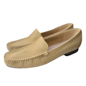 Talbots Beige Pebbled Leather Driving Loafers Mocassins Shoes Flats Size 8.5 N