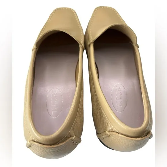Talbots Beige Pebbled Leather Driving Loafers Mocassins Shoes Flats Size 8.5 N
