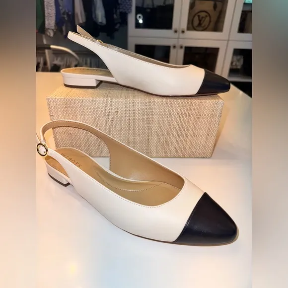 Talbots Women's Cream and navy Slingback Flats