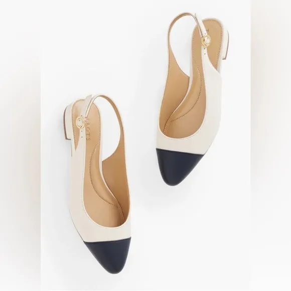 Talbots Women's Cream and navy Slingback Flats