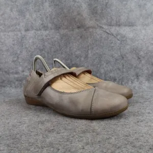 Taos Shoes Womens 37 Mary Jane Leather Fashion Comfort Career Adjustable Grey