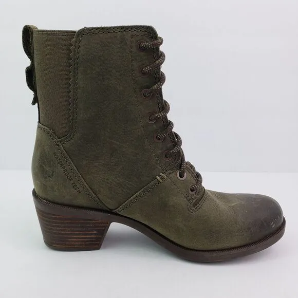 Teva Anaya Womens Size 6 Green Leather Waterproof Tech Heeled Boots 1111770
