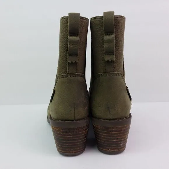 Teva Anaya Womens Size 6 Green Leather Waterproof Tech Heeled Boots 1111770