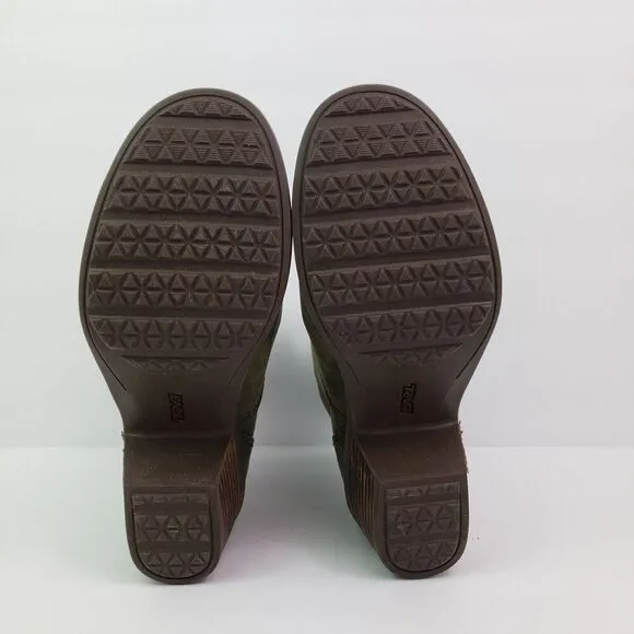 Teva Anaya Womens Size 6 Green Leather Waterproof Tech Heeled Boots 1111770