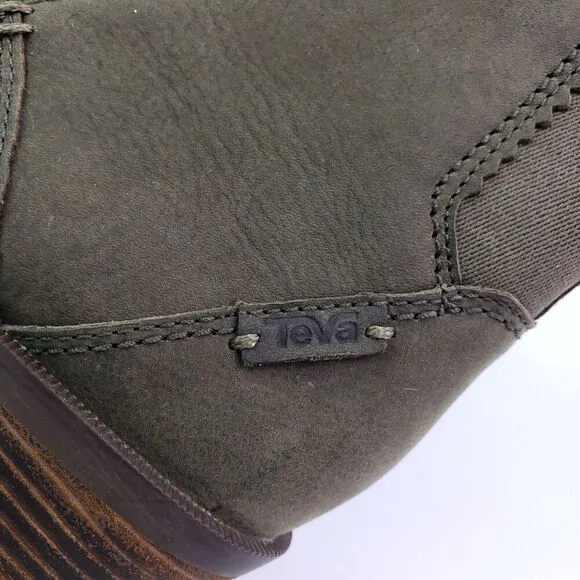 Teva Anaya Womens Size 6 Green Leather Waterproof Tech Heeled Boots 1111770