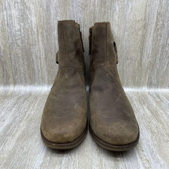 Teva Boots Womens 6.5 Ellery Ankle Brown Waterproof Leather Pecan Chelsea Zipper