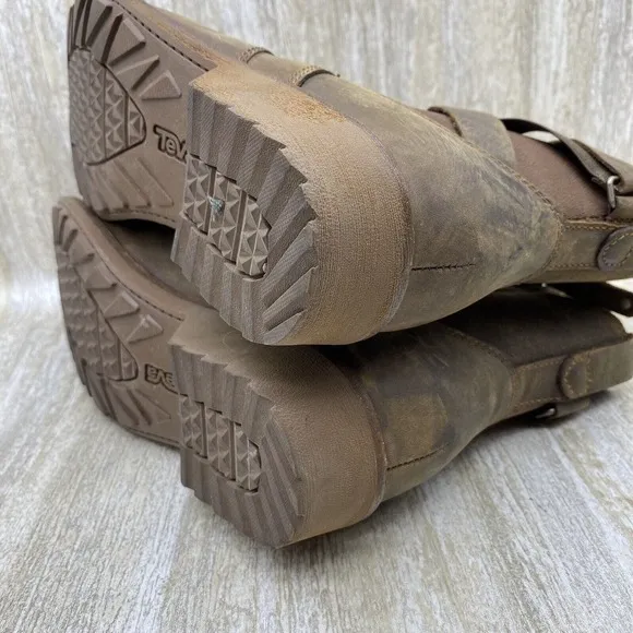 Teva Boots Womens 6.5 Ellery Ankle Brown Waterproof Leather Pecan Chelsea Zipper