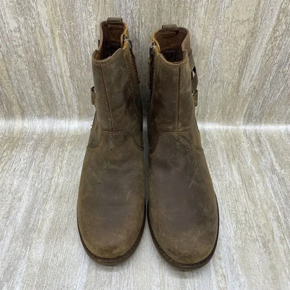 Teva Boots Womens 6.5 Ellery Ankle Brown Waterproof Leather Pecan Chelsea Zipper