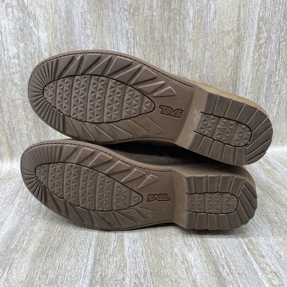 Teva Boots Womens 6.5 Ellery Ankle Brown Waterproof Leather Pecan Chelsea Zipper