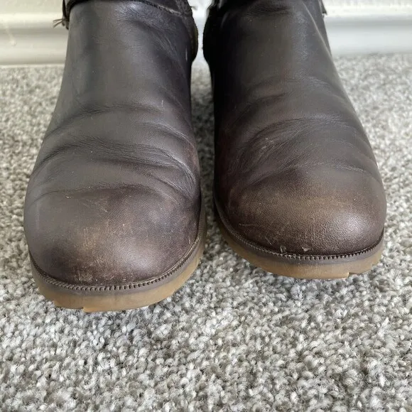 Teva De La Vina Tall Riding Boots 6.5 Brown Green Waterproof Leather Knee High