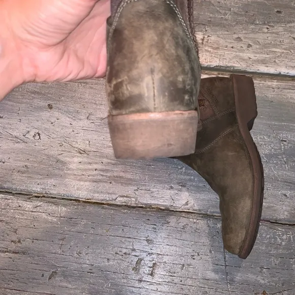 TEVA Ellery Brown Leather Waterproof Ankle Boots 6.5 Double Straps Distressed