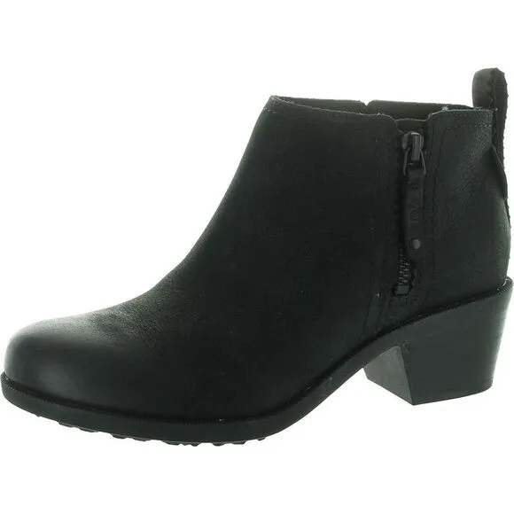 Teva Womens Anaya Black Leather Booties Waterproof Ankle Boots Shoes New