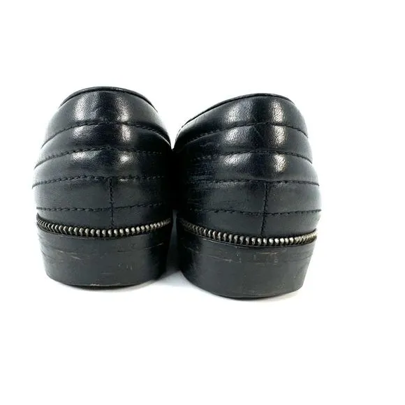 The Kooples Black Suede &amp; Leather Studded Zipper Trim Detail Loafers Size EU 40