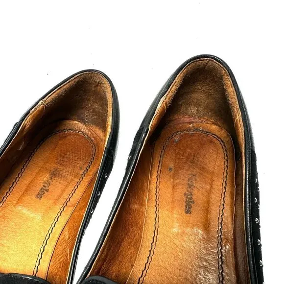 The Kooples Black Suede &amp; Leather Studded Zipper Trim Detail Loafers Size EU 40