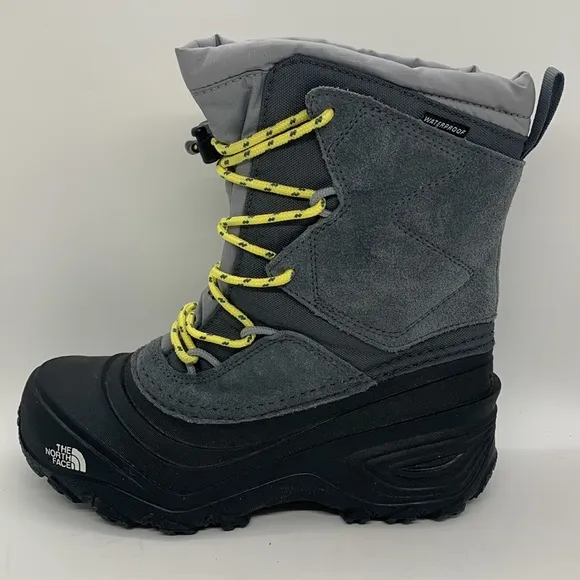 The North Face Alpenglow V Waterproof Boots Kids Gray Black 3 ThermaFelt Tie Up