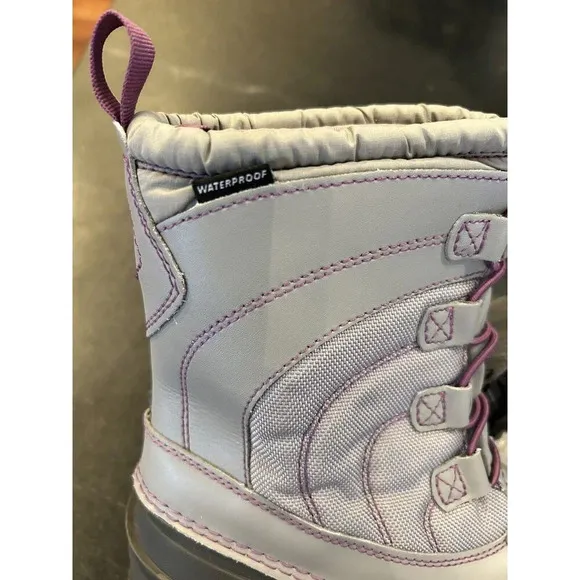 The North Face Waterproof  Boots Gray Purple Snow Rain Outer Wear Youth Size 4