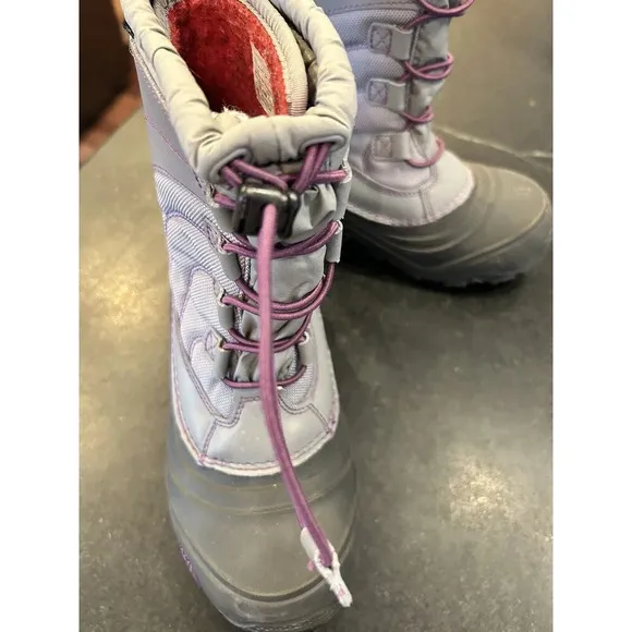 The North Face Waterproof  Boots Gray Purple Snow Rain Outer Wear Youth Size 4