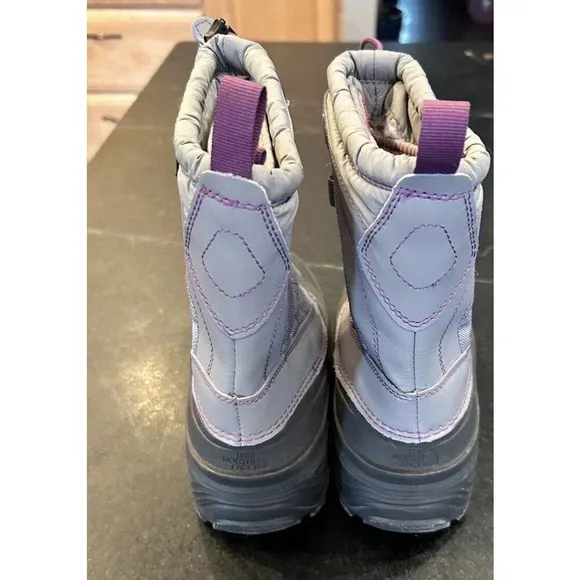 The North Face Waterproof  Boots Gray Purple Snow Rain Outer Wear Youth Size 4