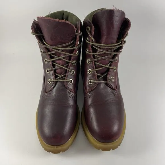 Timberland 6” Premium Boots Womens Size 6M Burgundy Waterproof Leather Lace Up