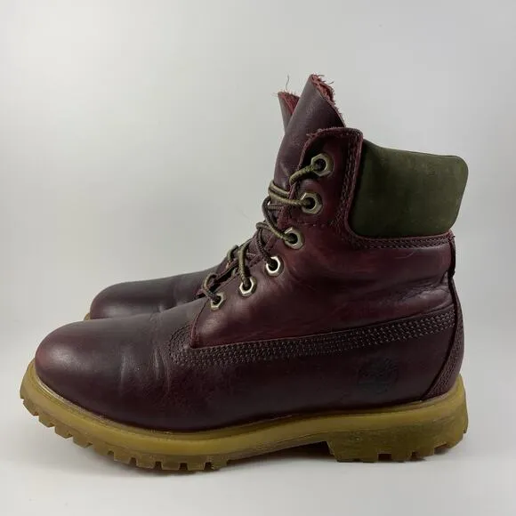 Timberland 6” Premium Boots Womens Size 6M Burgundy Waterproof Leather Lace Up