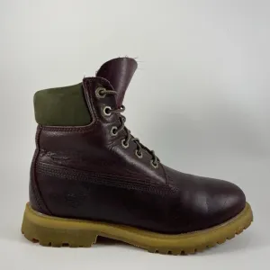 Timberland 6” Premium Boots Womens Size 6M Burgundy Waterproof Leather Lace Up
