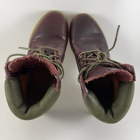 Timberland 6” Premium Boots Womens Size 6M Burgundy Waterproof Leather Lace Up