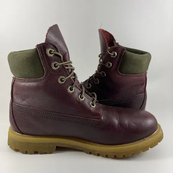 Timberland 6” Premium Boots Womens Size 6M Burgundy Waterproof Leather Lace Up