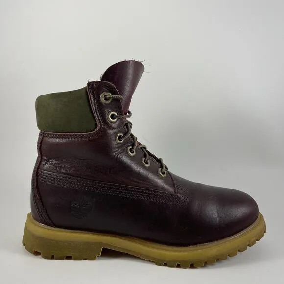 Timberland 6” Premium Boots Womens Size 6M Burgundy Waterproof Leather Lace Up