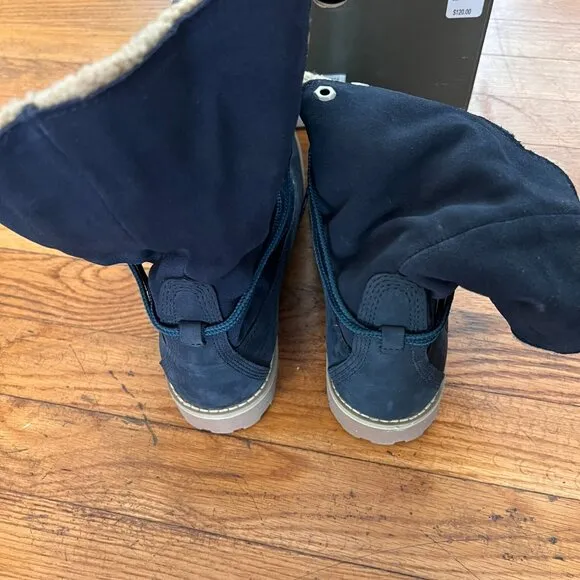 Timberland  6” Waterproof Shearling Roll Top Medium Blue Nubuck Boots-Szie 6