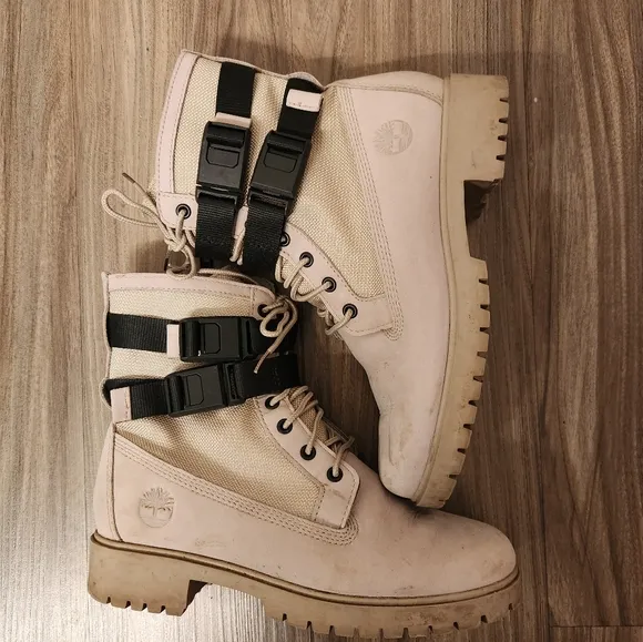 Timberland Jayne Waterproof Double Buckle Taupe Nubuck Boots size 6.5