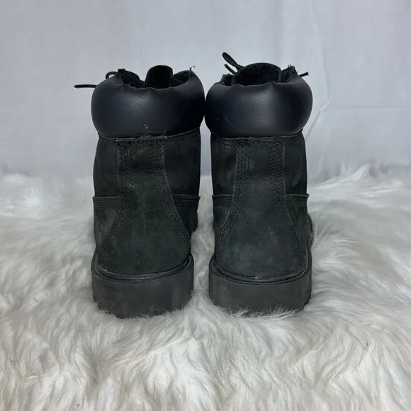 Timberland Junior Kids' Black Nubuck Waterproof Lace-Up Boots Sz 6